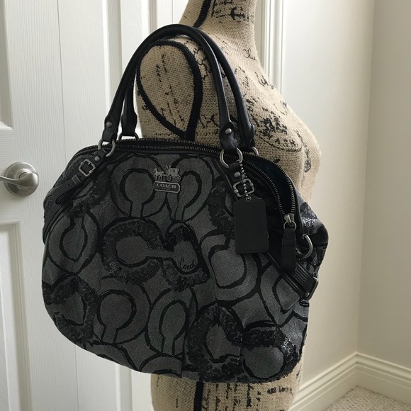 Coach Handbags - Coach Madison sequence satchel black/silver